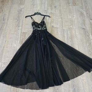 Elegant Black Dress with Sequins, Ballroom Dance Dress